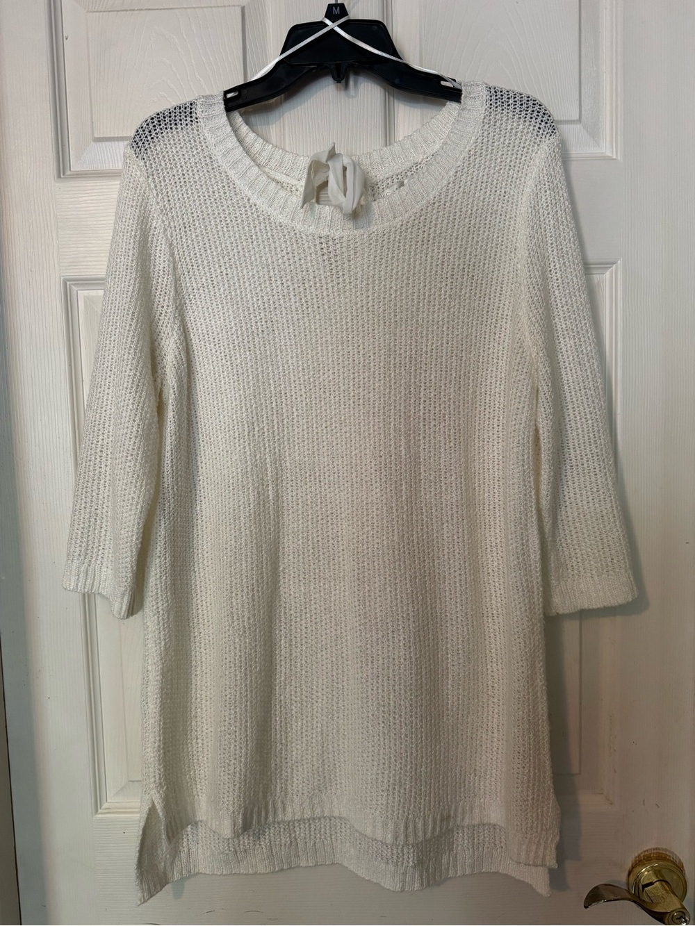 Lightweight White Knit Sweater - Women's Crewneck